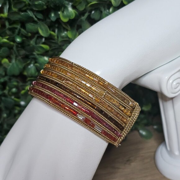 Earthy Boho Beaded Bangle - Picture 2 of 4